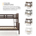 Informational image showing the color variations available for a Mission style twin-over-full dark brown wood bunk bed 