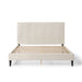 Front facing modern ivory corduroy channel tufted headboard queen platform bed on a white background