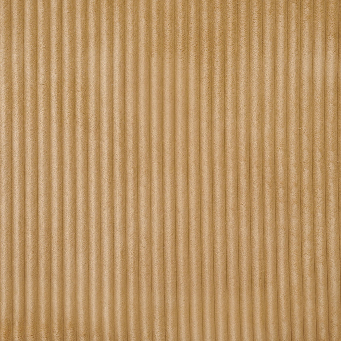 Close up fabric swatch of a modern yellow corduroy channel tufted headboard queen platform bed