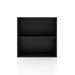 Front facing durable modern two-shelf black storage bookcase on a white background