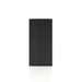 Front facing side view of a durable modern four-cubby black storage bookcase on a white background