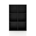 Front facing durable modern six-cubby black storage bookcase on a white background