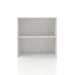 Front facing durable modern two-shelf white storage bookcase on a white background