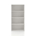 Front facing durable modern four-shelf white storage bookcase on a white background