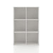 Front facing durable modern six-cubby white storage bookcase on a white background