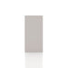 Front facing side view of a durable modern two-shelf slim taupe grey bookcase on a white background