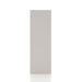 Front facing side view of a durable modern two-door taupe grey storage cabinet with silver handles on a white background