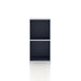 Front facing durable modern two-shelf slim steel blue bookcase on a white background