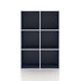 Front facing durable modern six-cubby steel blue storage bookcase on a white background