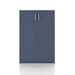 Front facing durable modern two-door steel blue storage cabinet with silver handles on a white background