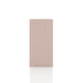 Front facing side view of a durable modern two-shelf light pink storage bookcase on a white background