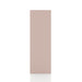 Front facing side view of a durable modern six-cubby light pink storage bookcase on a white background