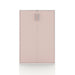 Front facing durable modern two-door light pink storage cabinet with silver handles on a white background