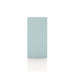 Front facing side view of a durable modern two-shelf slim light blue bookcase on a white background