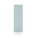 Front facing side view of a durable modern three-shelf slim light blue storage bookcase on a white background