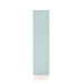 Front facing side view of a durable modern four-shelf light blue storage bookcase on a white background