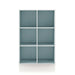 Front facing durable modern six-cubby light blue storage bookcase on a white background