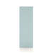 Front facing side view of a durable modern six-cubby light blue storage bookcase on a white background