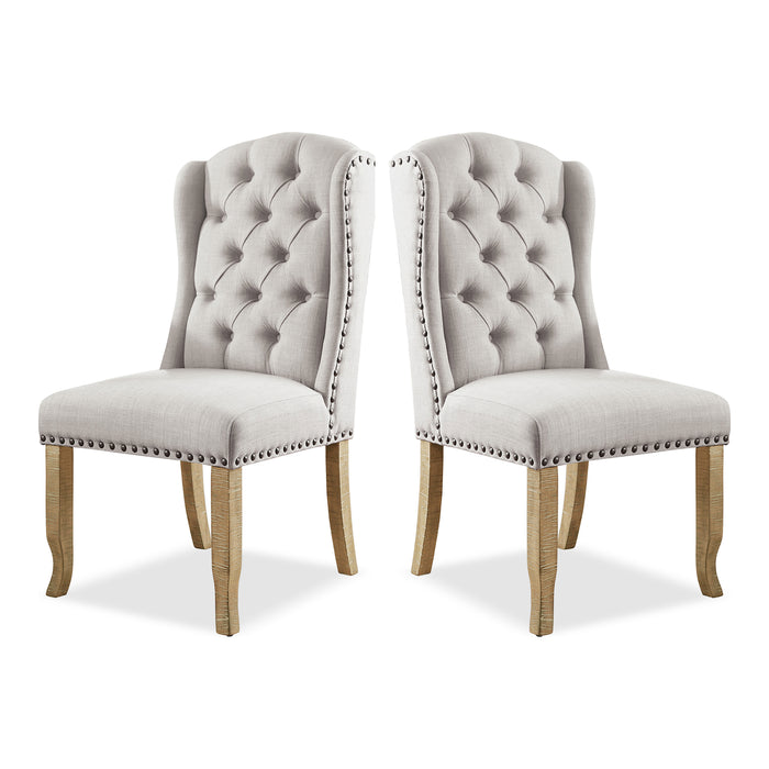 Gaylen Farmhouse Ivory Tufted Wingback Dining Chairs, Set of 2