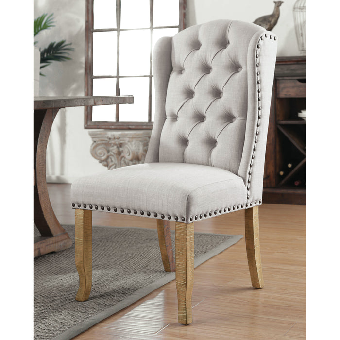 Gaylen Farmhouse Ivory Tufted Wingback Dining Chairs, Set of 2