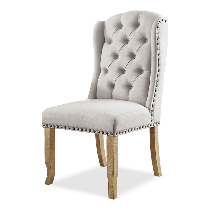 Gaylen Farmhouse Ivory Tufted Wingback Dining Chairs, Set of 2