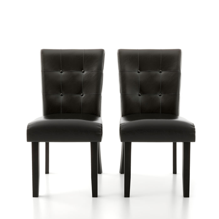 Lerc Contemporary Espresso Faux Leather Tufted Side Chair (Set of 2)