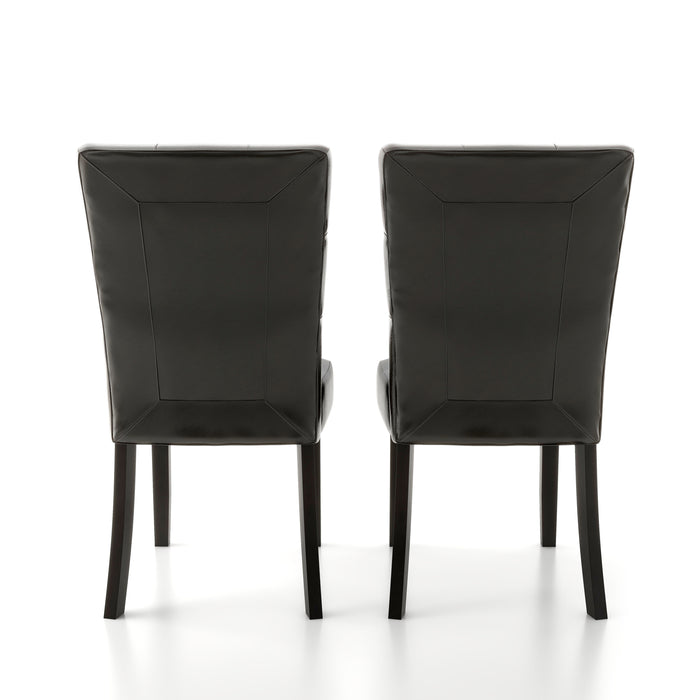 Lerc Contemporary Espresso Faux Leather Tufted Side Chair (Set of 2)