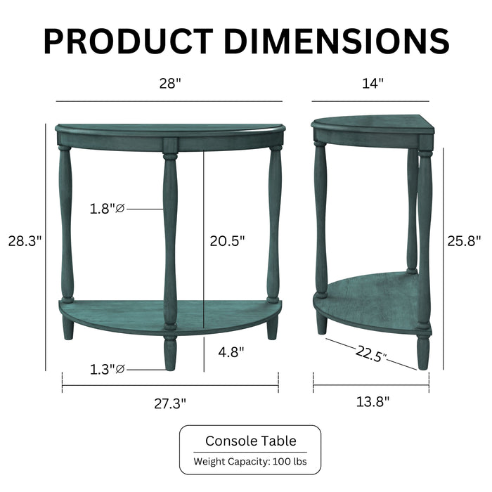 Cherryville Country 28" Demilune Single-Shelf Side Table