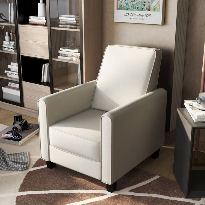 Hailie Linen Fabric Upholstered Push-Back Armchair with Footrest