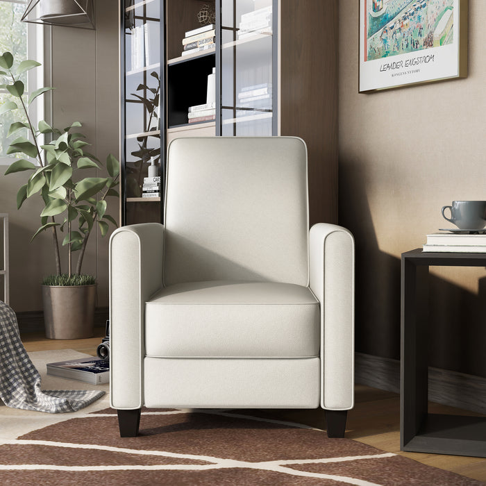 Hailie Linen Fabric Upholstered Push-Back Armchair with Footrest