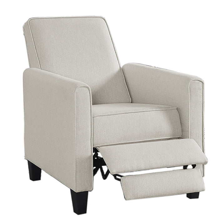 Hailie Linen Fabric Upholstered Push-Back Armchair with Footrest