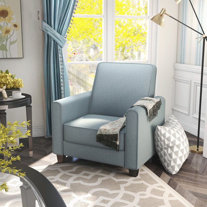 Hailie Linen Fabric Upholstered Push-Back Armchair with Footrest