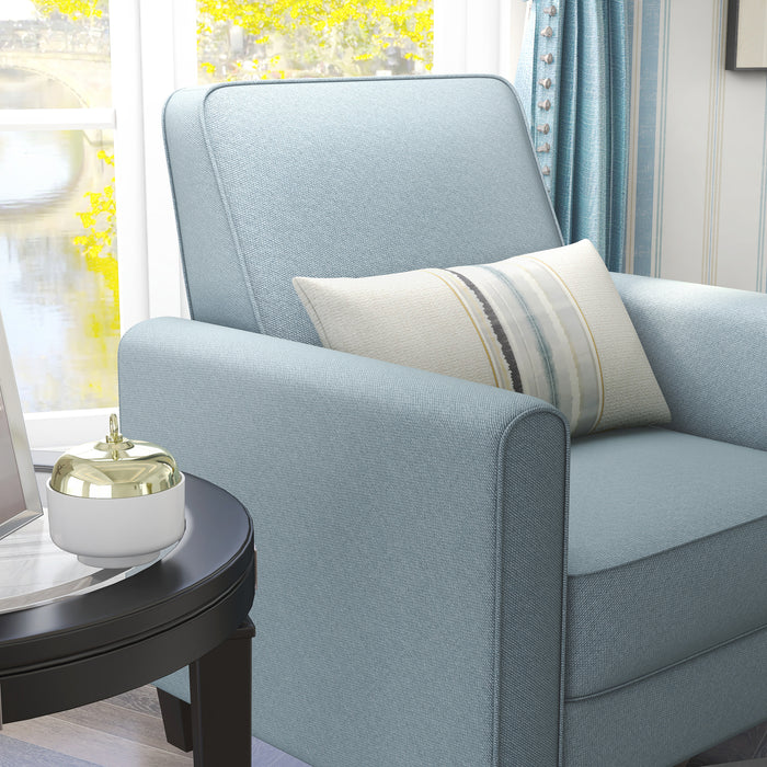 Hailie Linen Fabric Upholstered Push-Back Armchair with Footrest