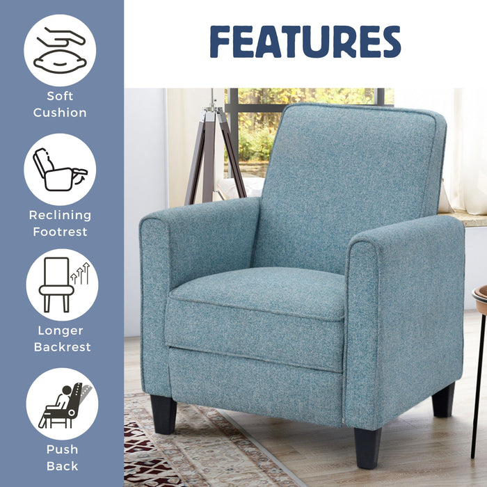 Hailie Linen Fabric Upholstered Push-Back Armchair with Footrest