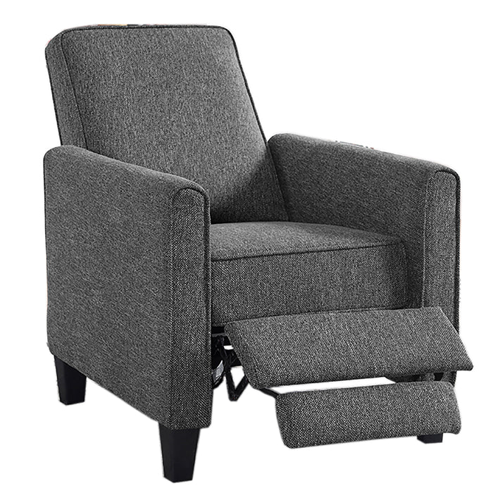 Hailie Linen Fabric Upholstered Push-Back Armchair with Footrest