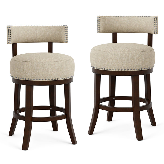 Fendeson Transitional Nailhead Swivel Barstool (Set of 2)