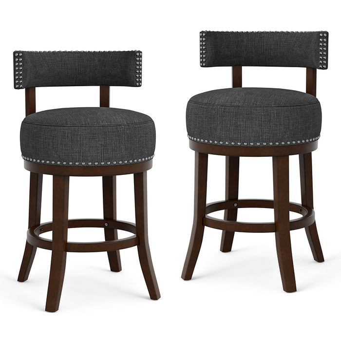 Fendeson Transitional Nailhead Swivel Barstool (Set of 2)