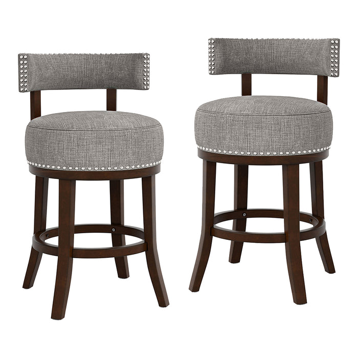 Fendeson Transitional Nailhead Swivel Barstool (Set of 2)