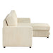 Right-facing chenille reversible sectional with storage chaise on a white background