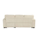 Back-facing chenille reversible sectional with storage chaise on a white background