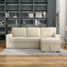 Front-facing chenille reversible sectional with storage chaise in a stylish living room with accessories