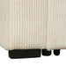 Close-up leg detail of a chenille reversible sectional with storage chaise on a white background