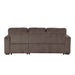 Back-facing chenille reversible sectional with storage chaise on a white background