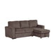 Right-angled chenille reversible sectional with storage chaise on a white background