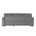 Back-facing chenille reversible sectional with storage chaise on a white background