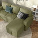 Close-up Chaise of a chenille reversible sectional with storage chaise in a stylish living room with accessories