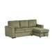 Right-angled chenille reversible sectional with storage chaise on a white background