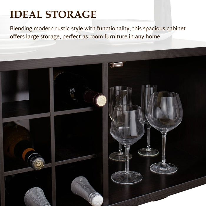 Brenton Dark Espresso 9-bottle 52-Inch Wine Bar Cabinet