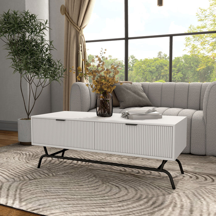 Yastara White Coffee Table with 2 drawers