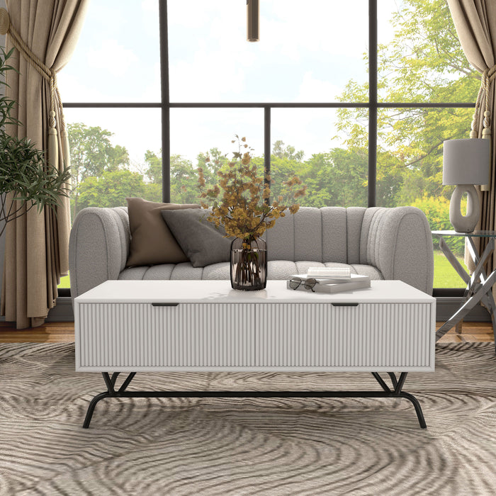 Yastara White Coffee Table with 2 drawers